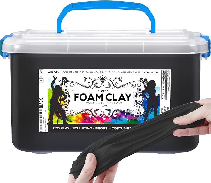 Pixiss Premium Black Foam Air Dry Clay by PIXISS