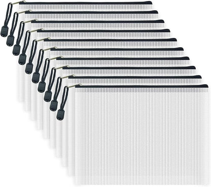 AUSTARK 10 Pcs Zipper File Bags, Waterproof Plastic Mesh Pouch by AUSTARK