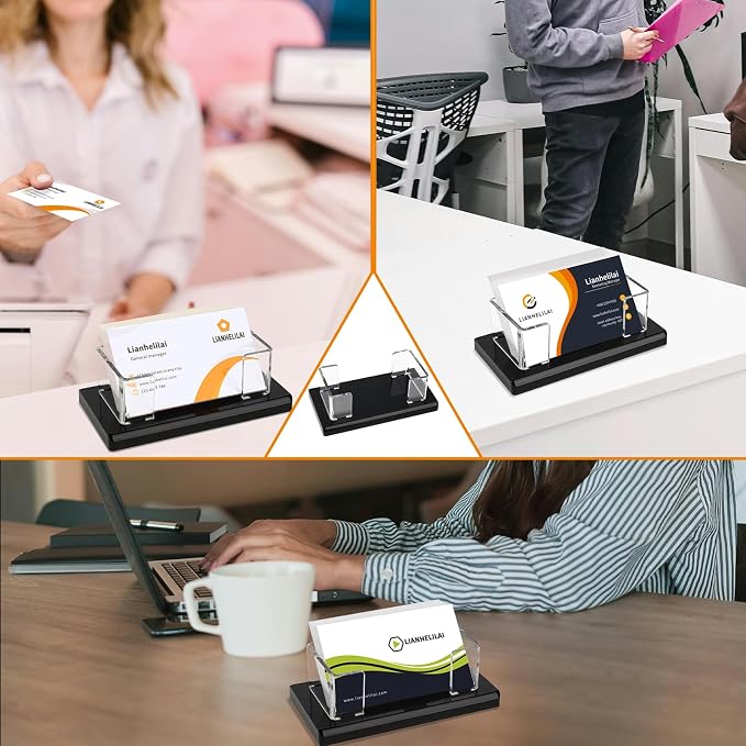 2Pack Acrylic Business Card Holder Black Enlarged Holds 120 Cards - Image 6