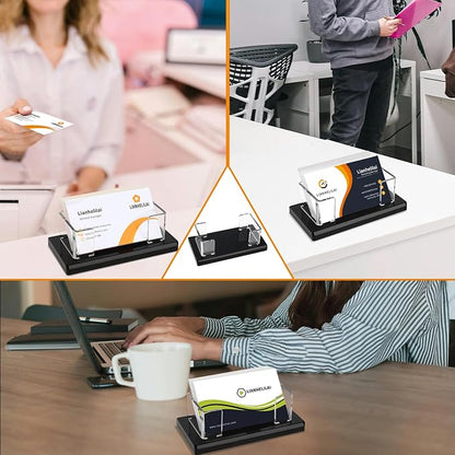 2Pack Acrylic Business Card Holder Black Enlarged Holds 120 Cards - Image 6