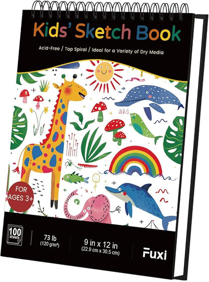 Sketch Book for Kids, 100 Sheets Drawing Paper for Kids, Spiral Sketch Pad for by SketchBook