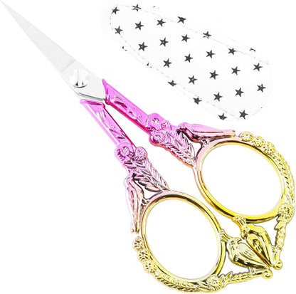Small Embroidery Scissors with Cover -Cute and Comfortable Gradient handles by GLEXAL