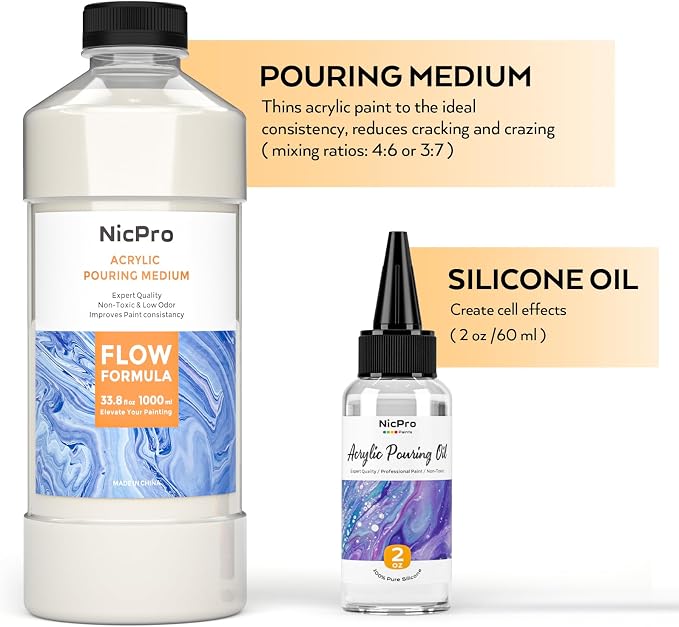 Nicpro Large Bulk Acrylic Pouring Paint, Art Starter Supplies - Image 3