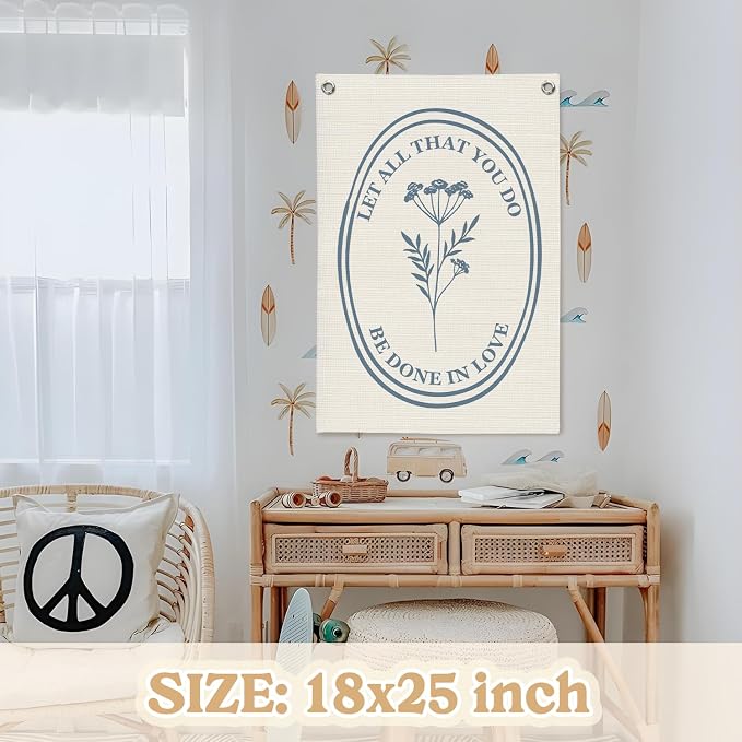 Christian Wall Art，Positive Affirmations Flower Wall Decor Banner，Let All That - Image 2