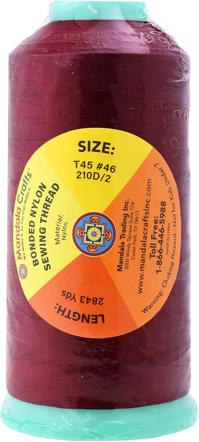 Mandala Crafts Bonded Nylon Thread Wine Heavy Duty Sewing Threads - Image 3
