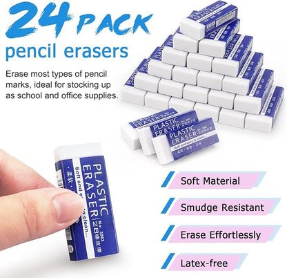 Tamaki 24 Pack Pencil Erasers, Large White Erasers - Image 3