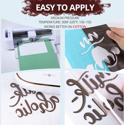 HTVRONT Puff Vinyl Heat Transfer -10" x 6ft Reddish Brown 3D Puff Heat Transfer - Image 4