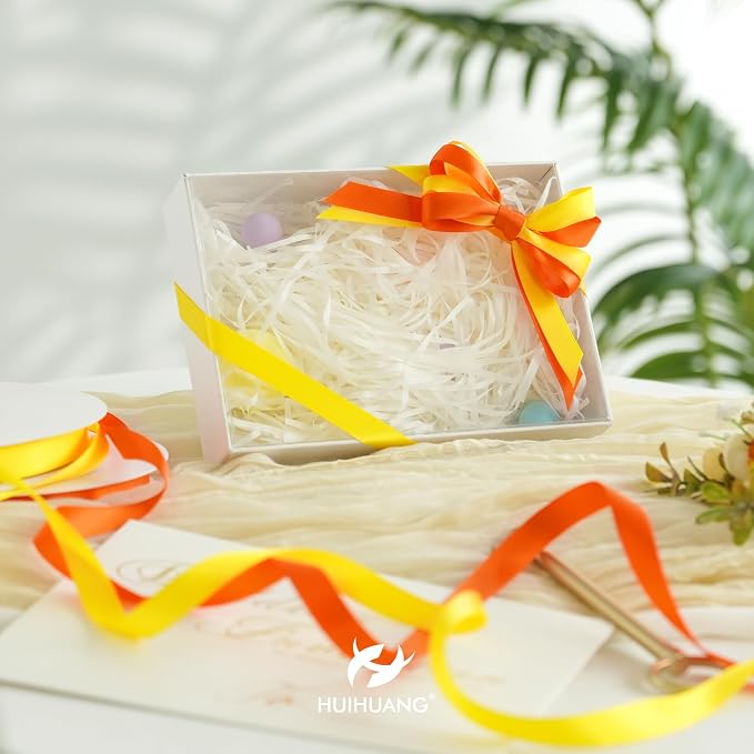 HUIHUANG Orange Ribbon 1/2 inch Continuous 50 Yards Tangerine Double-Faced - Image 4