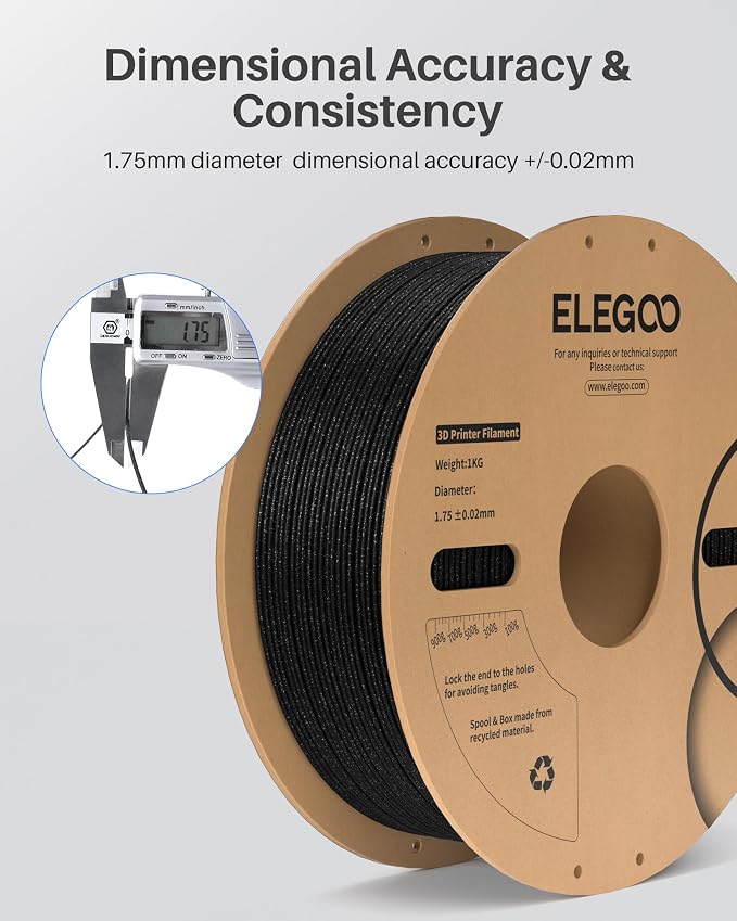 ELEGOO PLA Filament 1.75mm 2KG Sparkle Red & Green, Glitter Twinkling 3D - Image 4
