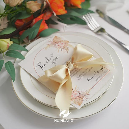 HUIHUANG Champagne Gold Ribbon 2 inch Double-Faced Champagne Satin Ribbon - Image 5