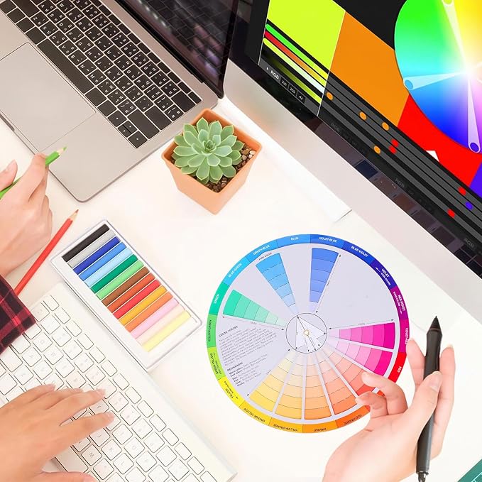 Garneck Creative Color Wheel Learning Chart Color Mixing Rotation Tool - Image 4