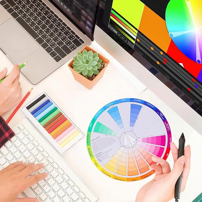 Garneck Creative Color Wheel Learning Chart Color Mixing Rotation Tool - Image 4