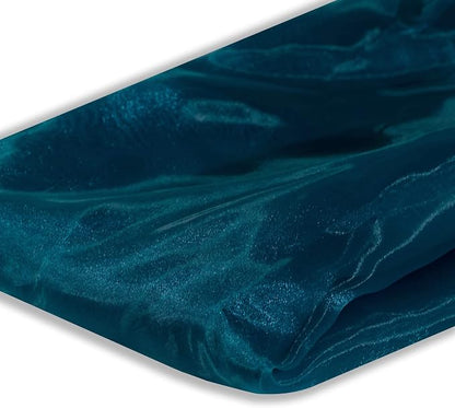 Fynite Sheer Organza Fabric | 5 Yards Long | 44" Wide | Bridal Solid Teal Sheer - Image 3
