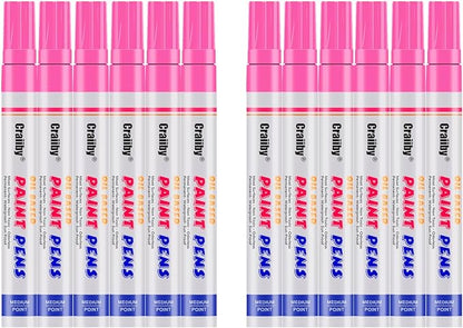 Pink Paint Markers, 12 Pack Oil-Based Waterproof Quick Dry Permanent Paint Pen by Craiiby