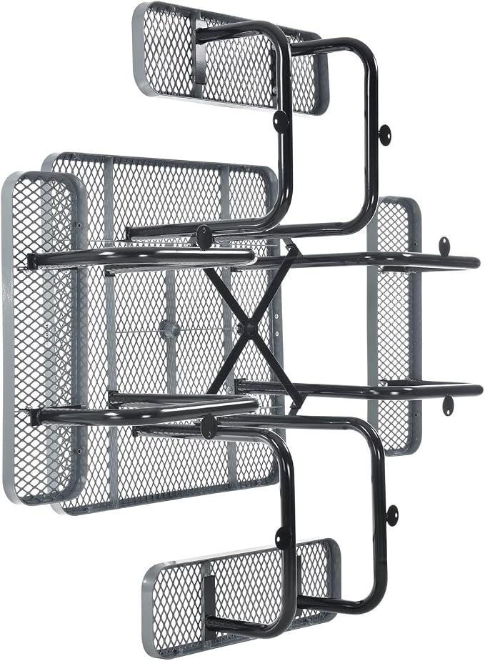 Global Industrial 46" Square Picnic Table, Expanded Metal, Attached Benches - Image 9