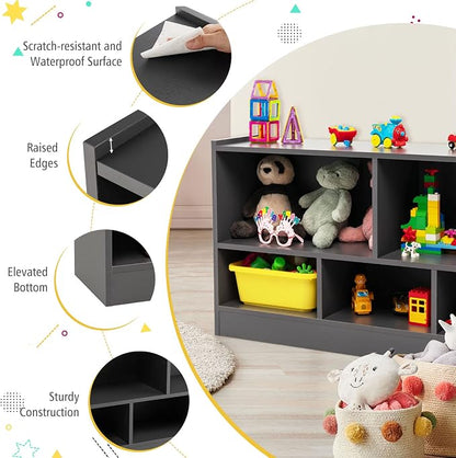 KOTEK Toy Storage Organizer, 5 Cubby Kids Bookshelf, Wooden 3-Tier Bookcase - Image 5