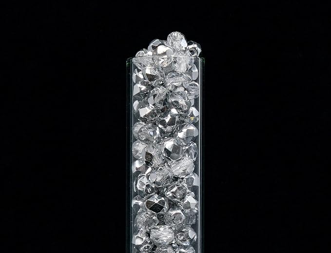 1.8 oz of Faceted Fire Polished Pressed Czech Glass Beads 4mm, Crystal Silver - Image 3