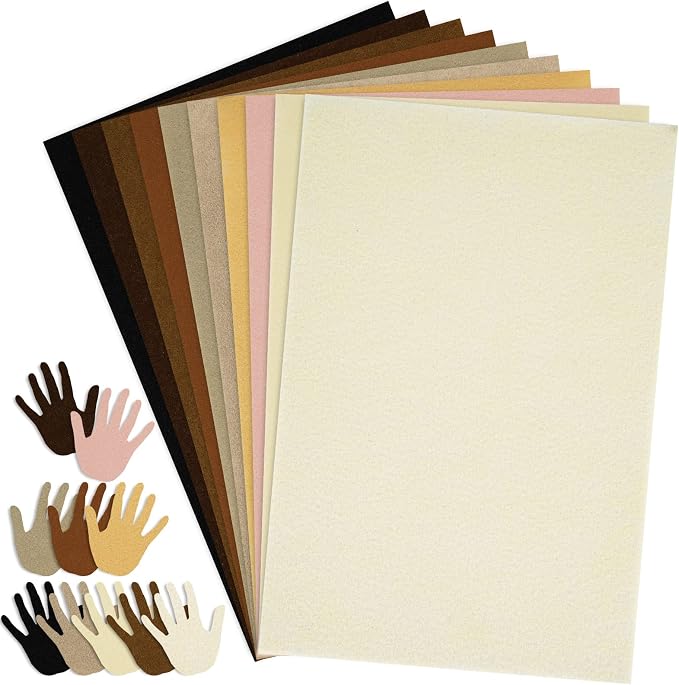 Whaline 20Pcs Fall Felt Fabric Sheets Skin Tone Soft Thick Assorted Cream Brown by Whaline