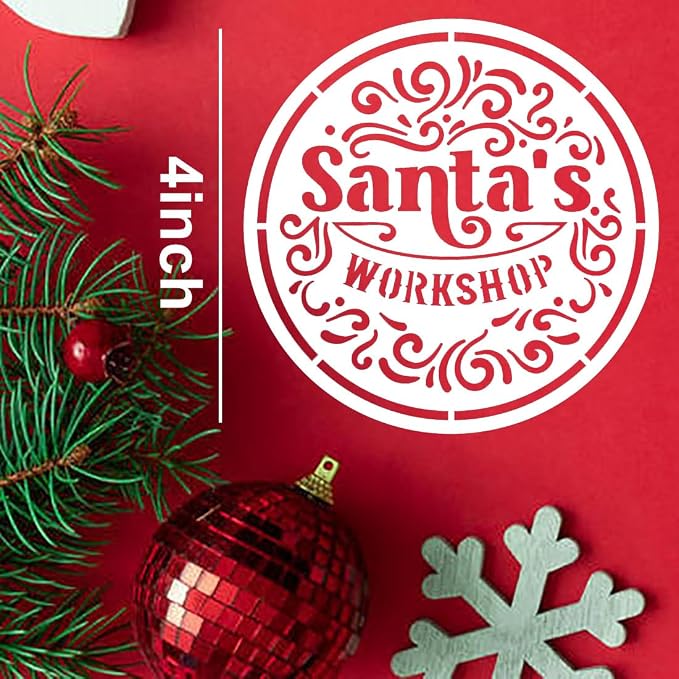 Small Christmas Stencils for Painting on Wood 4inch, Christmas Stencil Xmas - Image 2