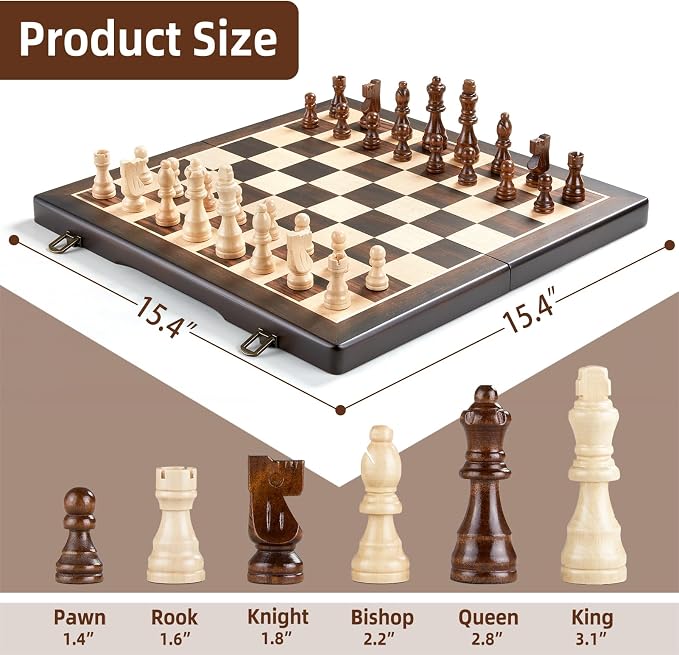 Magnetic Wooden Chess Set for Adults Kids - Image 7