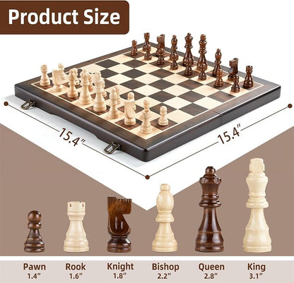 Magnetic Wooden Chess Set for Adults Kids - Image 7
