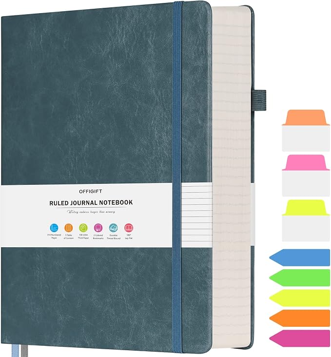 College Ruled Notebook, Large B5 Lined Journal Notebook, 314 Numbered Pages by OFFIGIFT