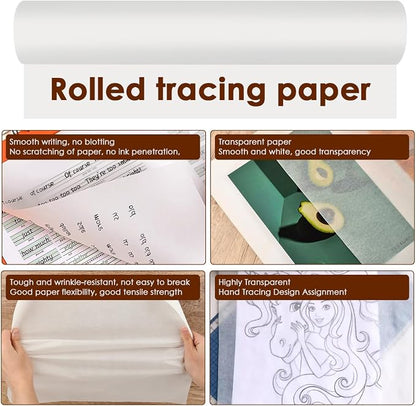TIMESETL Tracing Paper Roll 14.7in x 55yd Trace Paper White Tracing Paper - Image 3