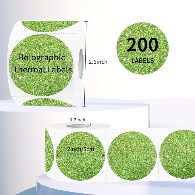 2" Holographic Thermal Label Stickers, Round Direct Thermal Label Stickers - Image 2
