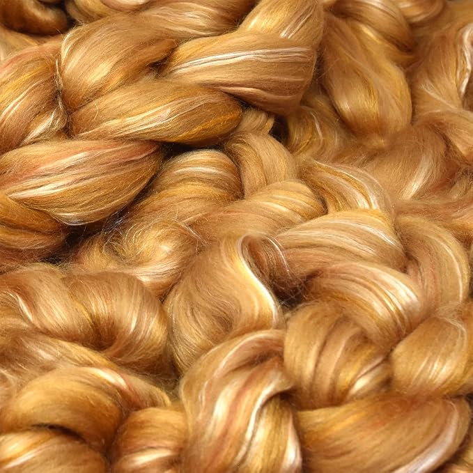 Merino Silk Luxe Tonal Designer Blend. Superfine Merino, Tussah Silk. Top Roving - Image 5