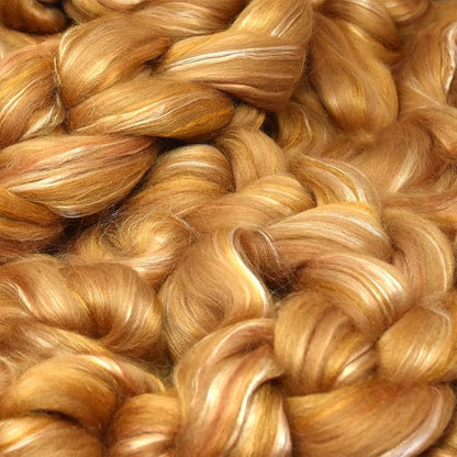 Merino Silk Luxe Tonal Designer Blend. Superfine Merino, Tussah Silk. Top Roving - Image 5