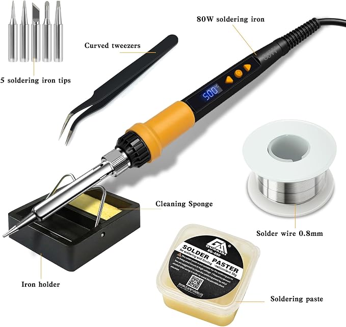 Soldering Iron Kit, 80W LED Display Adjustable Temperature Soldering Iron Kit - Image 5