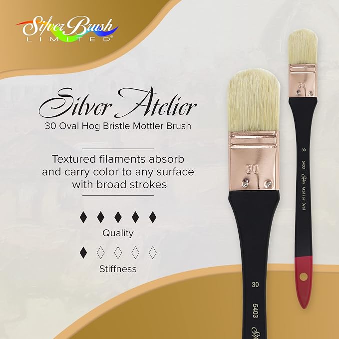 Silver Brush Limited 5403-30 Silver Atelier Oval Hog Bristle Mottler Brush - Image 2
