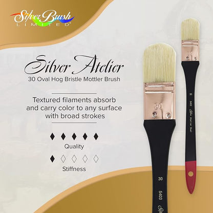 Silver Brush Limited 5403-30 Silver Atelier Oval Hog Bristle Mottler Brush - Image 2