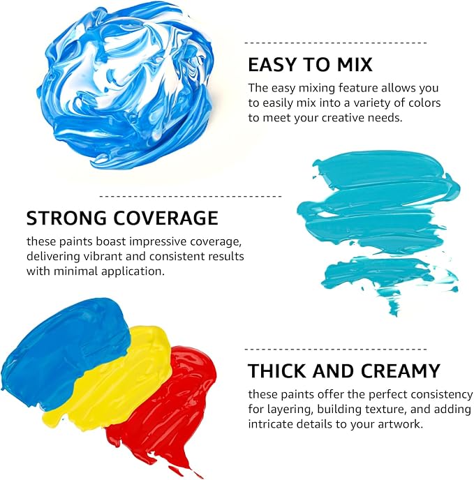 ABEIER Large Bulk Acrylic Paint Set, 15 Colors, Matte Finish, Rich Pigments - Image 4