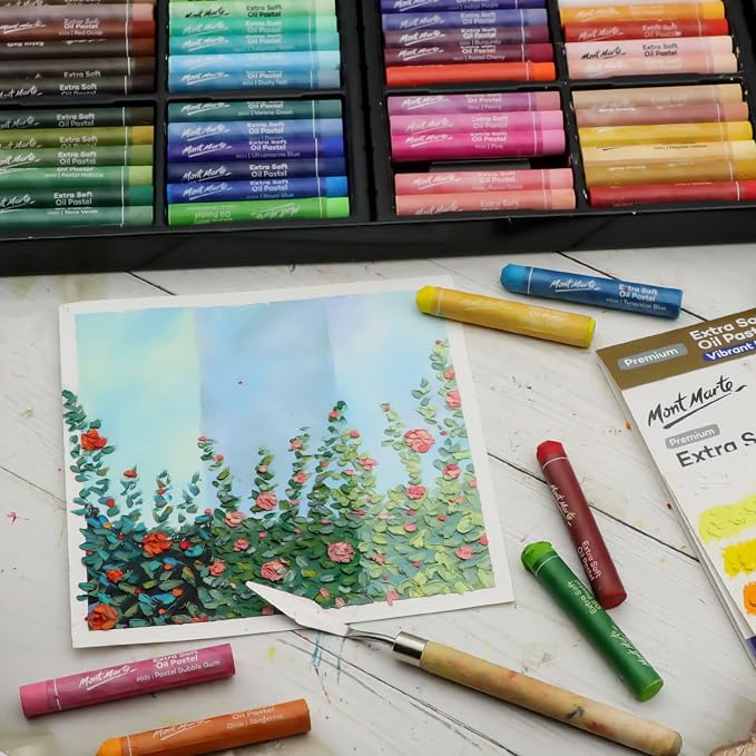Mont Marte Extra Soft Oil Pastels 72pc, Vibrant and Buttery, Versatile Art - Image 6