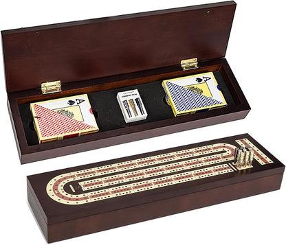 Cribbage Board Game Set, Premium Wooden Board by Esenharber