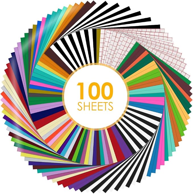 HTVRONT Permanent Vinyl for Cutting Machine-100 Pack 12 "x12 Adhesive Vinyl by HTVRONT