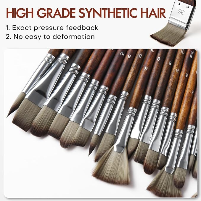 25pcs Paint Brush Set, Fuumuui Acrylic Paint Brushes, Professional Artist Series - Image 2