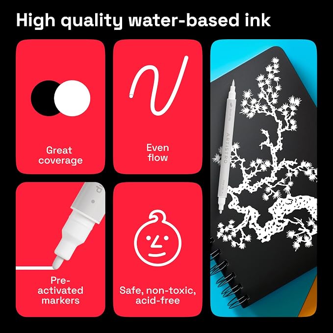 ARTISTRO 2 White Dual-Tip Acrylic Paint Pens - Image 5