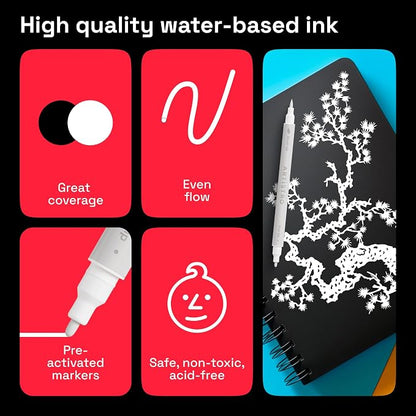ARTISTRO 2 White Dual-Tip Acrylic Paint Pens - Image 5