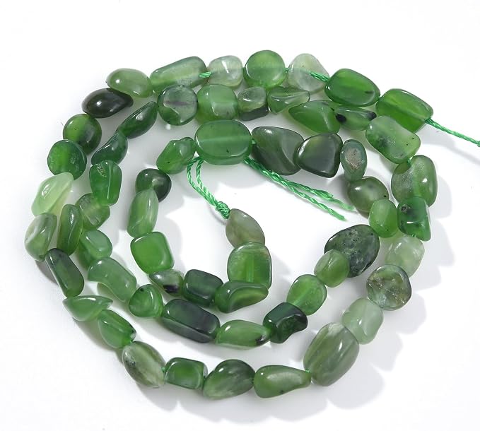Green Canada Jade Pebble Nugget Oval Free Tumbled Stone 6-8mm Natural Gemstone by PLTbeads