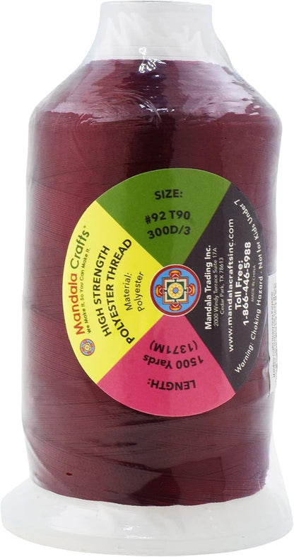 Mandala Crafts Maroon Heavy Duty Thread -1500 Yds Tex 90 Thread - Image 3