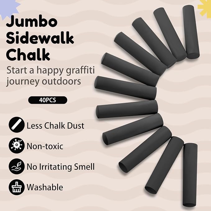 Fulmoon 40 Pcs Jumbo Sidewalk Chalk - Image 5