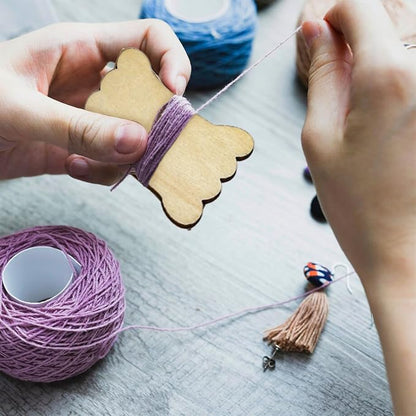100 Pieces DIY Embroidery Thread Floss Bobbin Organizer Wooden Ribbon Twine Reel - Image 4