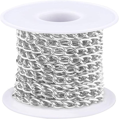 Jishi 16ft Aluminium Curb Chain Roll, Thick Twisted Chain Links, Jewelry Making by Jishi