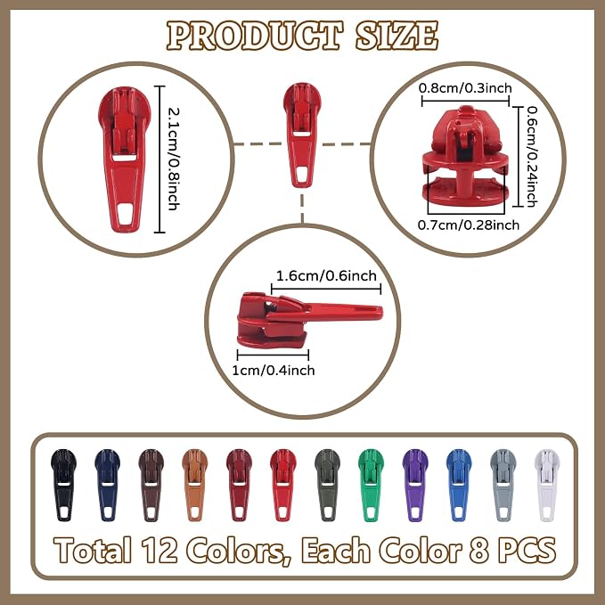 DOITEM 96Pcs Zipper Repair Kit Zipper Replacement 3# Zipper Pull Rescue Kit - Image 2