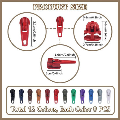 DOITEM 96Pcs Zipper Repair Kit Zipper Replacement 3# Zipper Pull Rescue Kit - Image 2