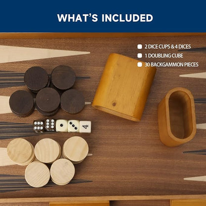 GSE Games & Sports Expert Premium Wooden Folding Inlay Backgammon Board Game Set - Image 5