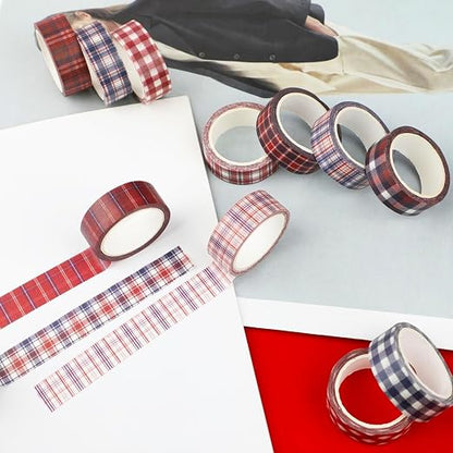 12 Rolls Basic Grid Washi Tape Set - Image 3