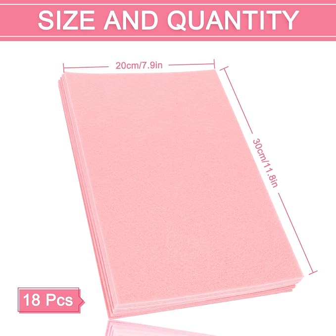 Whaline 18Pcs Felt Fabric Sheets Soft Thick Assorted Pink Craft Felt Pack - Image 2